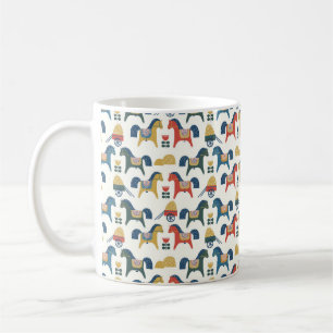Skandinavische Pferde: Farbenfrohe Kunst des Volke Kaffeetasse
