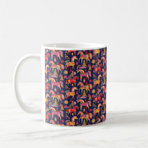 Skandinavische Pferde Muster nahtlos Design. Dekor Kaffeetasse