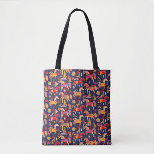 Skandinavische Pferde Muster nahtlos Design. Dekor Tasche