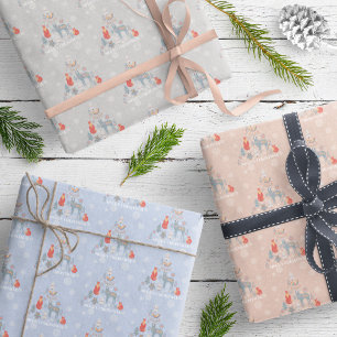 Skandinavische Rentierbaum Flora Schneeflocke Geschenkpapier Set