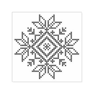 Skandinavische Schneeflocke, Weihnachtswinterstric Permastempel