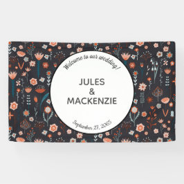Skandinavische Sommer-Blume Dark Boho Hochzeit Banner