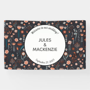 Skandinavische Sommer-Blume Dark Boho Hochzeit Banner