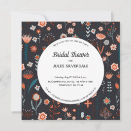 Skandinavische Sommer-Blume Dunkles Brautparty Einladung