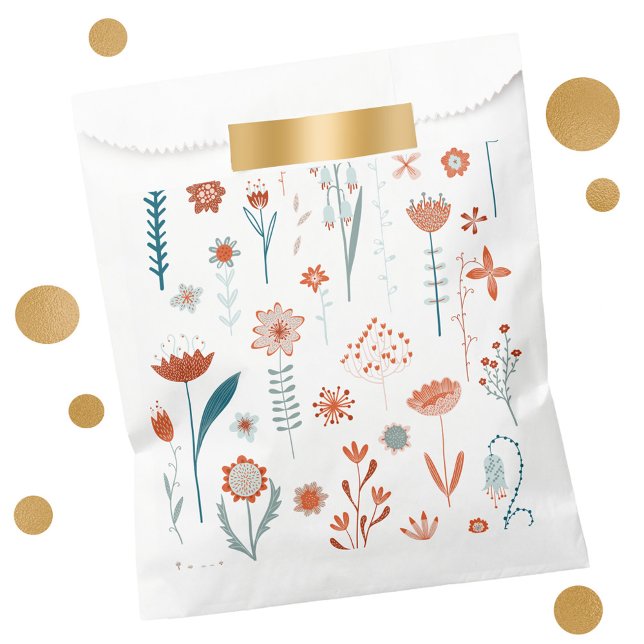 Skandinavische Sommer-Blume Geschenktütchen (Modern Japandi style floral favor bags)