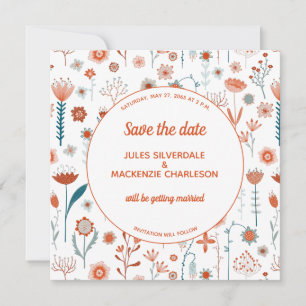 Skandinavische Sommer-Blume Save the Date Einladung