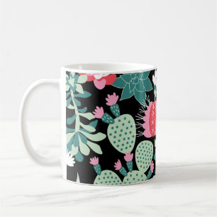 Skandinavische Stilsukkulturen Nahtloses Muster Kaffeetasse