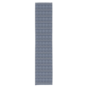 skandinavische Strickkunst aus Weiß und Blau Kurzer Tischläufer