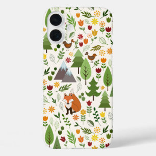 Skandinavische Style Illustrationen auf Crememuste iPhone 16 Plus Hülle