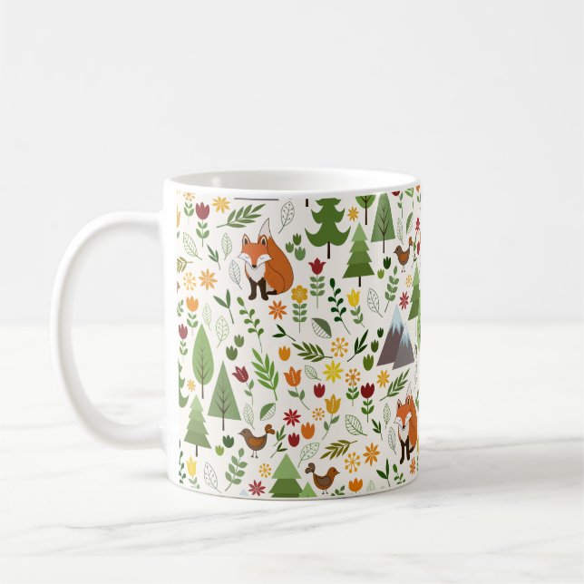 Skandinavische Style Illustrationen auf Crm Rpt Pt Kaffeetasse (Links)