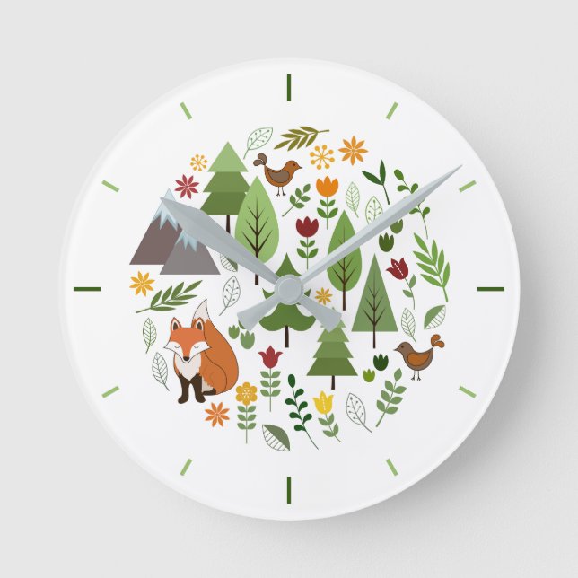Skandinavische Style Illustrations Circle+Time Runde Wanduhr (Vorderseite)