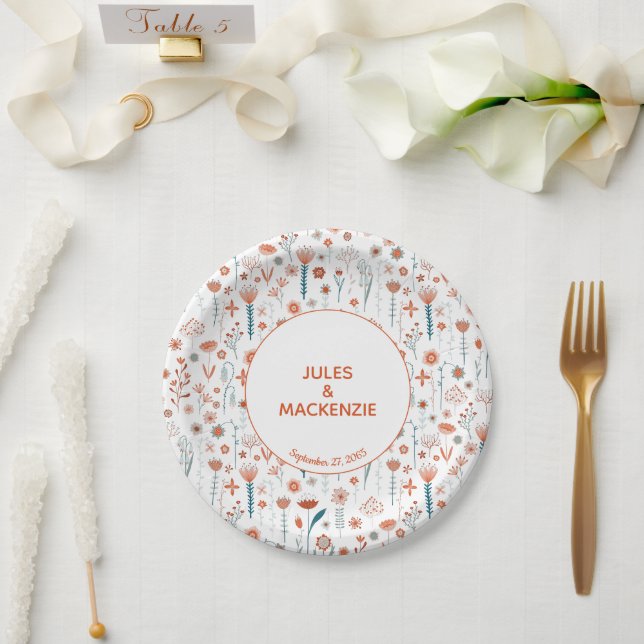 Skandinavische Summer Blume Boho Wedding Pappteller (Hochzeit)