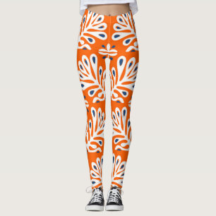 Skandinavische Tradition: Ethnisches Blumenmosaik. Leggings