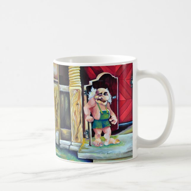 Skandinavische Trolle, realistische Malerei Kaffeetasse (Rechts)