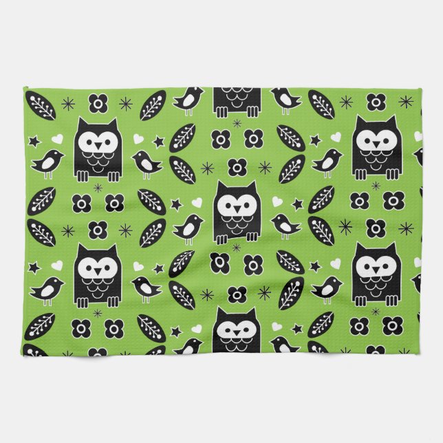 Skandinavische Vogelkunst Geschirrtuch (Horizontal)