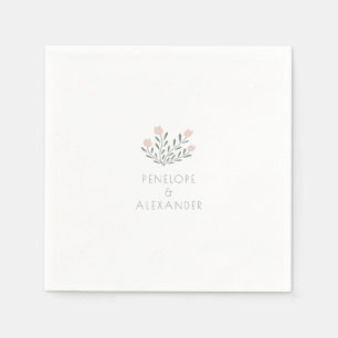 Skandinavische Volkskunst Blumen Rosé Pink Salbei  Serviette
