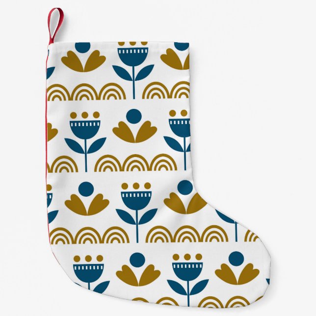 Skandinavische Volkskunst, buntes Muster. Kleiner Weihnachtsstrumpf (Vorderseite)