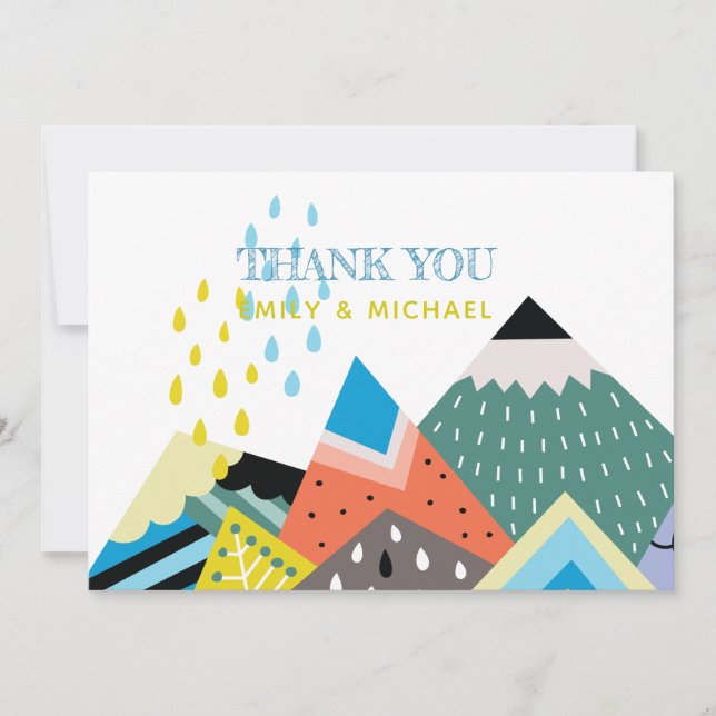 Skandinavische Volkskunst Danke, Cards Blue Yellow Dankeskarte (Vorderseite)
