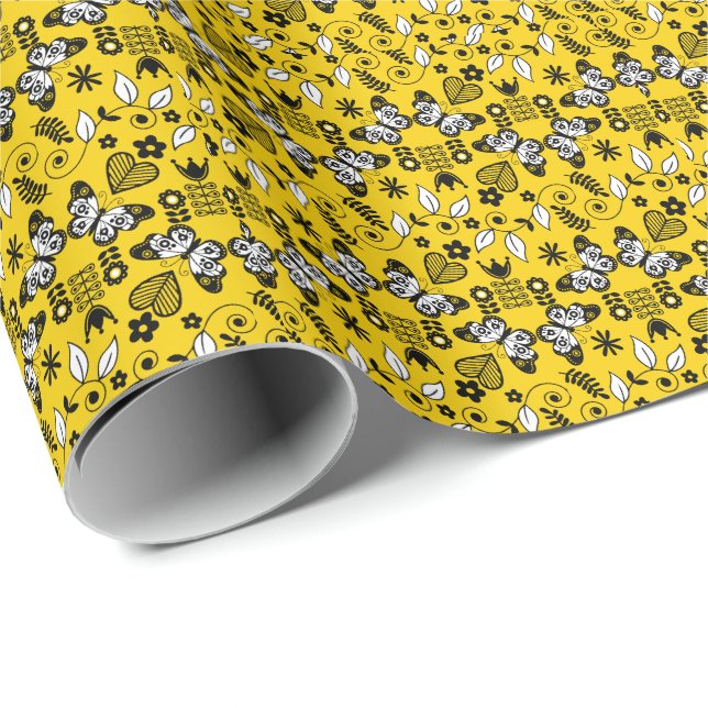 Skandinavische Volkskunst Geschenkpapier (Rolleneckpunkt)