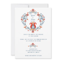 Skandinavische Volkskunst Hochzeit Einladung Blau