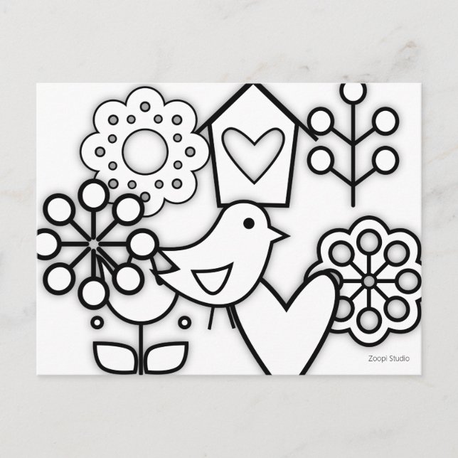 Skandinavische Volkskunst Minimalistische Illustra Postkarte (Vorderseite)