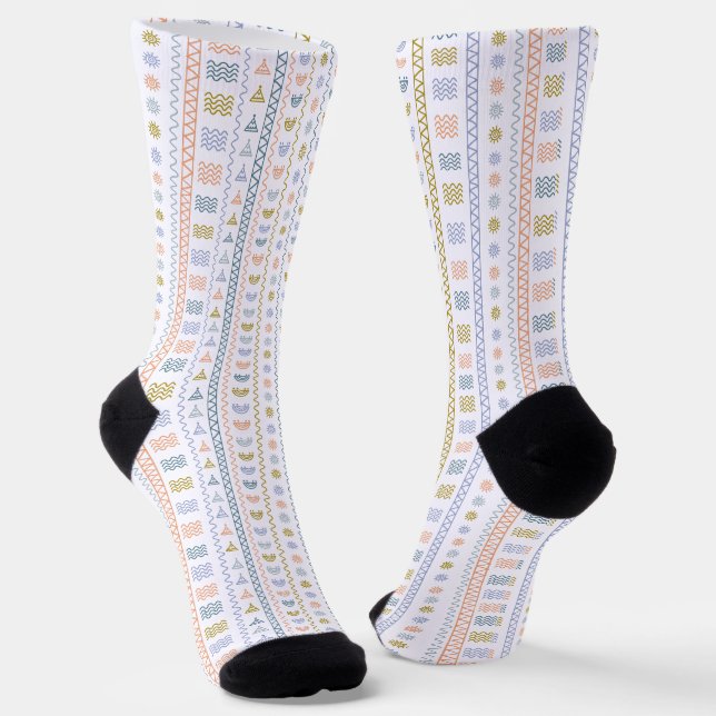 Skandinavische Volkskunst mit Sun & Wave Patter Socken (Gewinkelt)