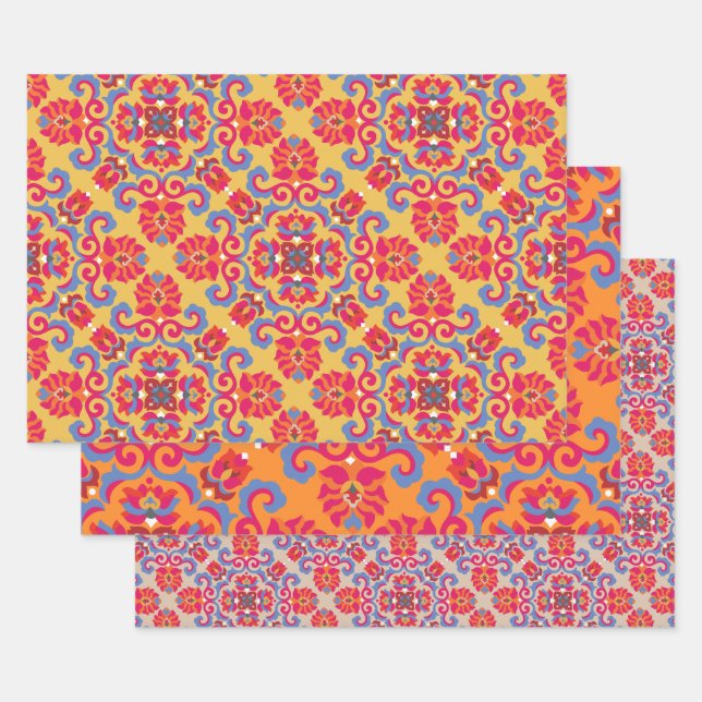 Skandinavische Volkskunst Muster Wrapping Paper Sh Geschenkpapier Set (Set)