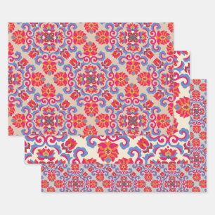 Skandinavische Volkskunst Muster Wrapping Paper Sh Geschenkpapier Set
