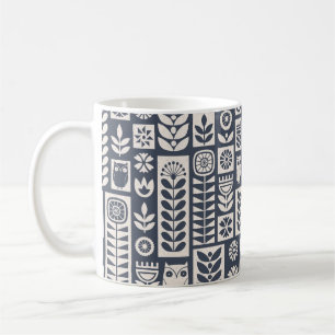 Skandinavische Volkskunst nahtlos Vintages Muster Kaffeetasse