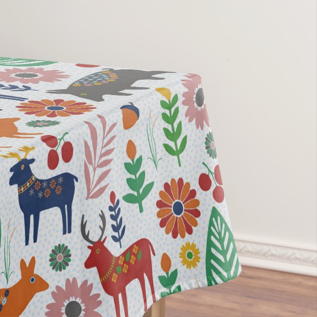 Skandinavische Volkskunst Nordic Boho Modernes Mus Tischdecke (Beispiel)