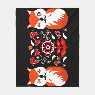 Skandinavische Volkskunst   Nordische Dekorations- Fleecedecke