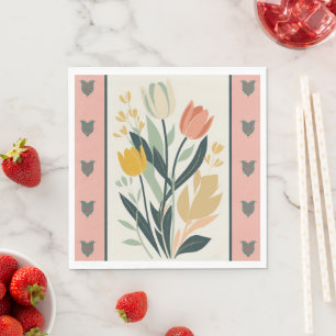 Skandinavische Volkskunst Tulpen Serviette