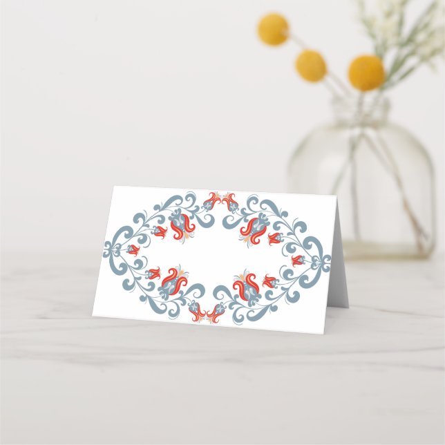 Skandinavische Volkskunst Velkommen Platzkarten (Vorderseite)