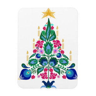 Skandinavische Volkskunst Weihnachtsbaumkarte Magnet
