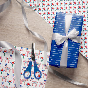 Skandinavische Volksmücher, die Weihnachtsmuster  Geschenkpapier Set