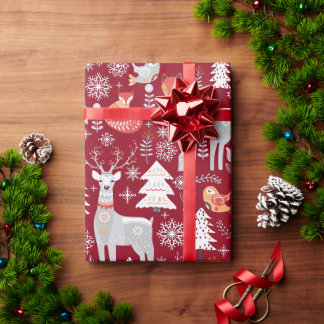 Skandinavische Waldtiere Weihnachtsfeiertag Geschenkpapier
