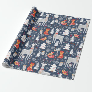 Skandinavische Waldtiere Weihnachtsfeiertag Geschenkpapier