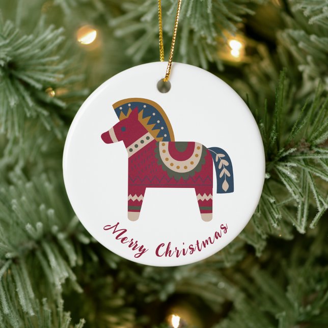 skandinavische Weihnachten Keramik Ornament (Scandinavian folk trendy nordic swedish modern boho winter Christmas art )