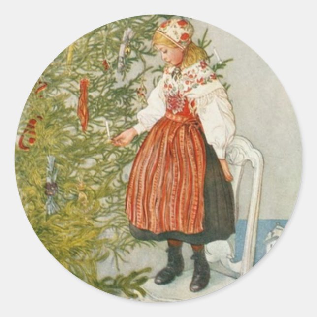 skandinavische Weihnachten Runder Aufkleber (Vorderseite)