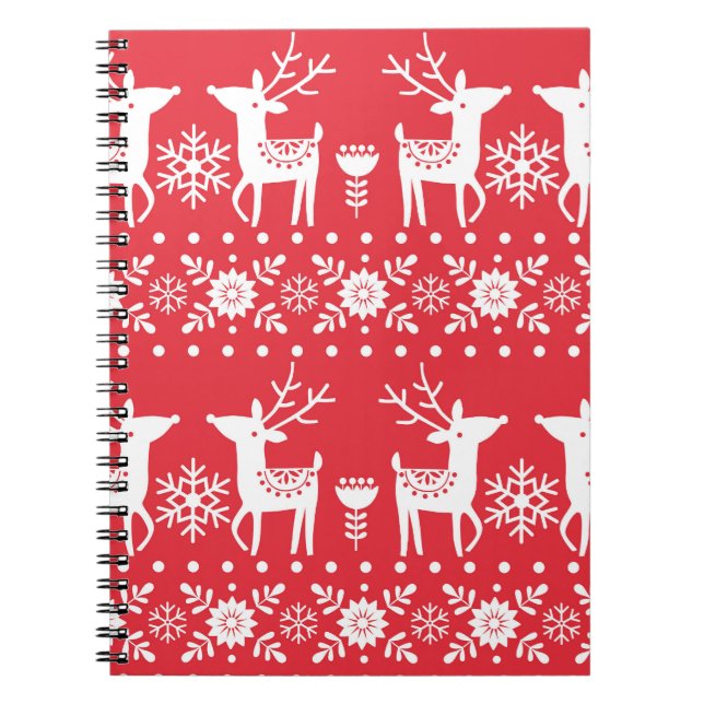 Skandinavische Weihnachten: Schneeflocken & Hirsch Notizblock (Vorderseite)
