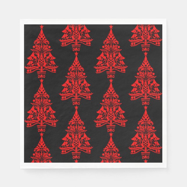 Skandinavische Weihnachtsbaumdekorationen Serviette (Vorderseite)