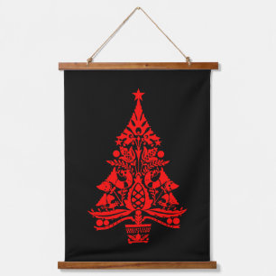 Skandinavische Weihnachtsbaumdekorationen Wandteppich Mit Holzrahmen