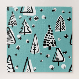 Skandinavische Weihnachtsbäume: Vintage Grafik.