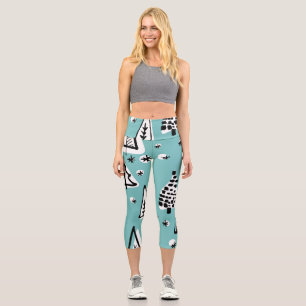 Skandinavische Weihnachtsbäume: Vintage Grafik. Capri Leggings