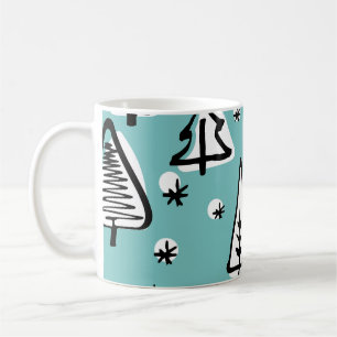 Skandinavische Weihnachtsbäume: Vintage Grafik. Kaffeetasse