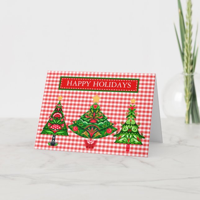 Skandinavische Weihnachtsbaumkarte Karte (Vorderseite)