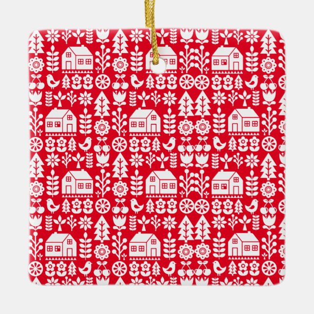 Skandinavische Weihnachtsdekorationen Keramikornament (Vorderseite)