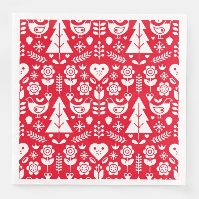 Skandinavische Weihnachtsdekorationen Serviette (Vorderseite)