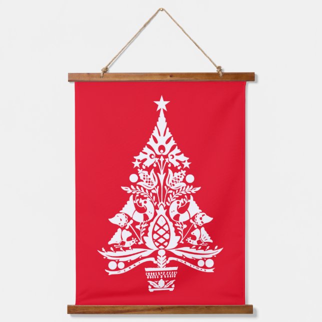 Skandinavische Weihnachtsdekorationen Wandteppich Mit Holzrahmen (Vorderseite)