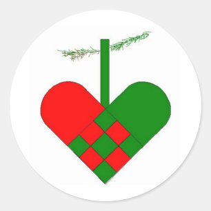 Skandinavische Weihnachtsherzen Runder Aufkleber